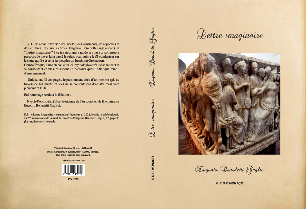 Copertina in Francese di &qout;Lettera Immaginaria", nono libro del Dott. Cav. Eugenio Benedetti Gaglio
