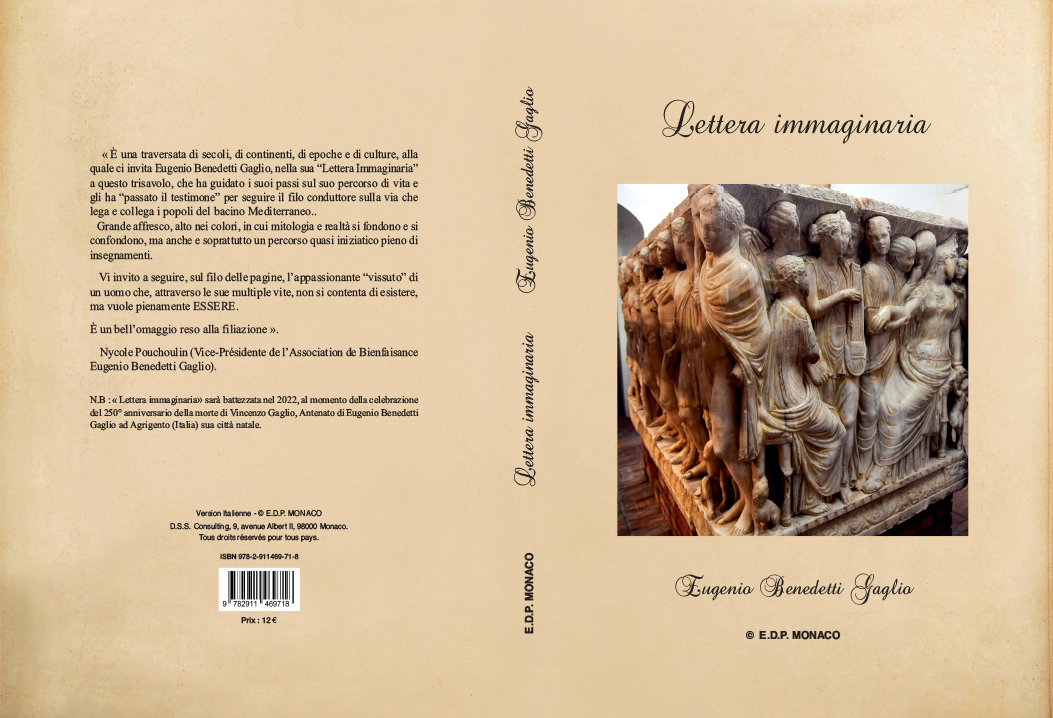 Copertina in Italiano di &qout;Lettera Immaginaria", nono libro del Dott. Cav. Eugenio Benedetti Gaglio